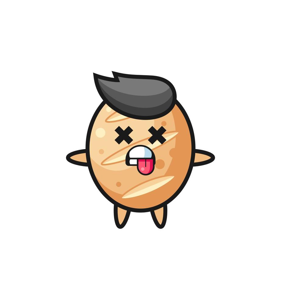 character of the cute french bread with dead pose vector