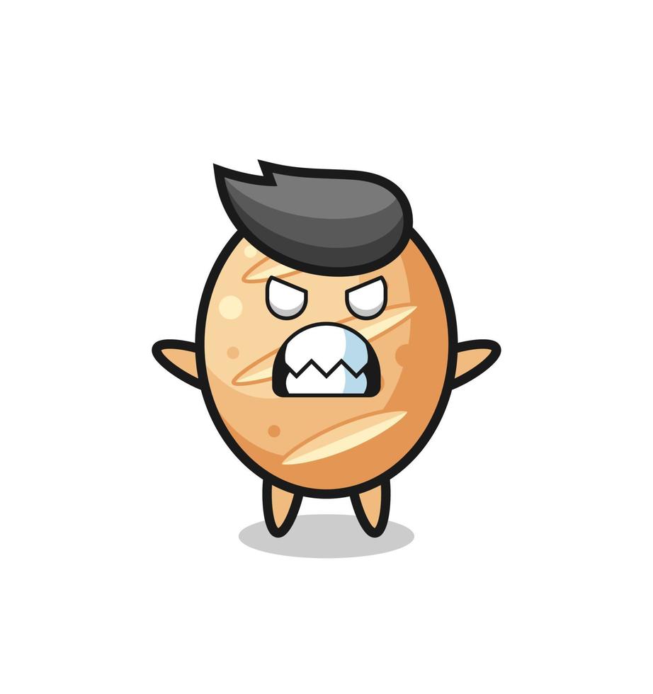 wrathful expression of the french bread mascot character vector