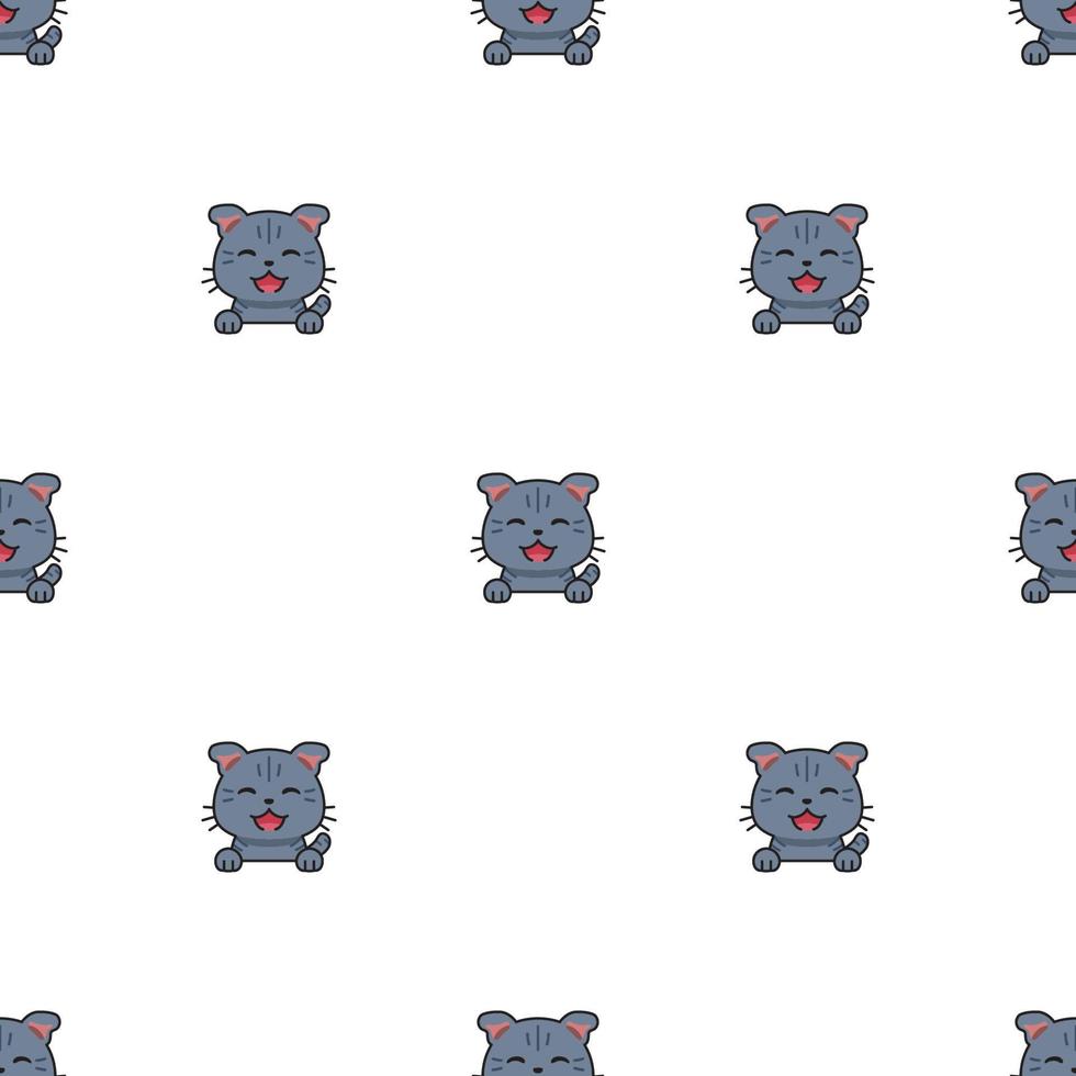 Cartoon character cute tabby cat seamless pattern background vector