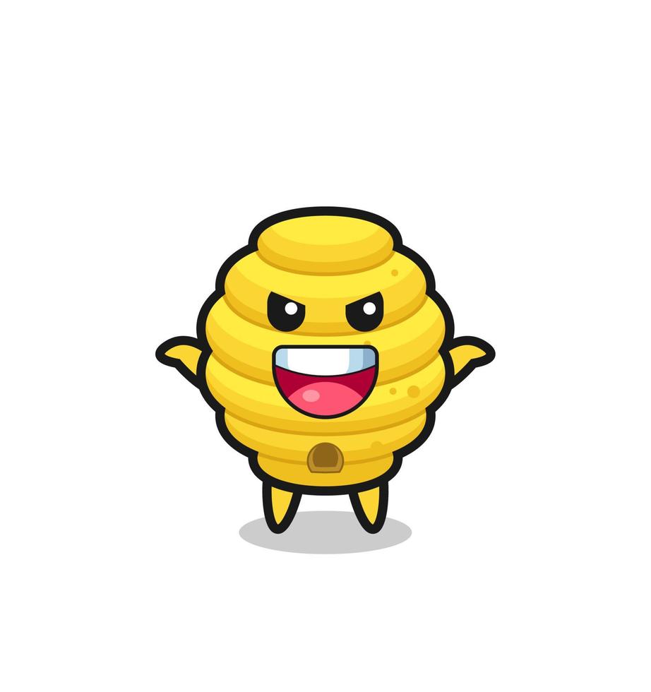 the illustration of cute bee hive doing scare gesture vector