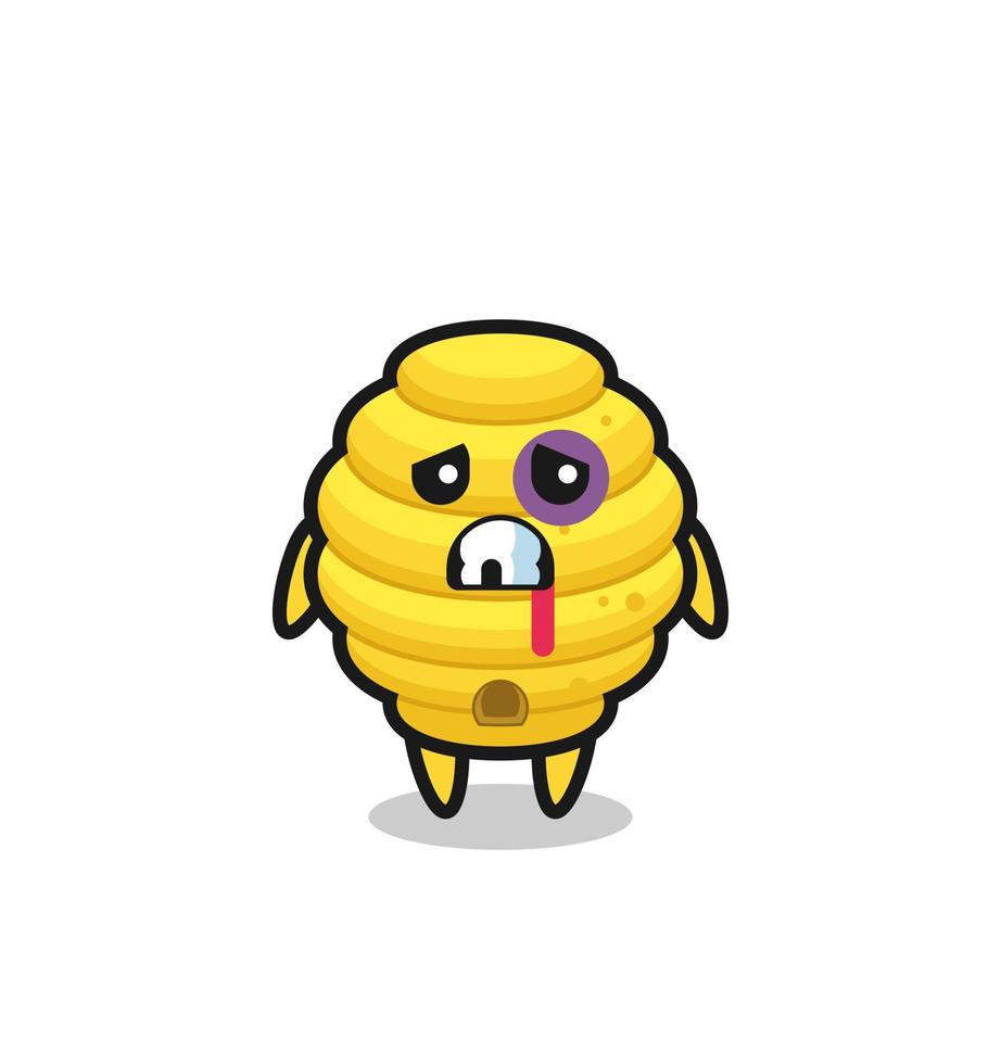 injured bee hive character with a bruised face vector
