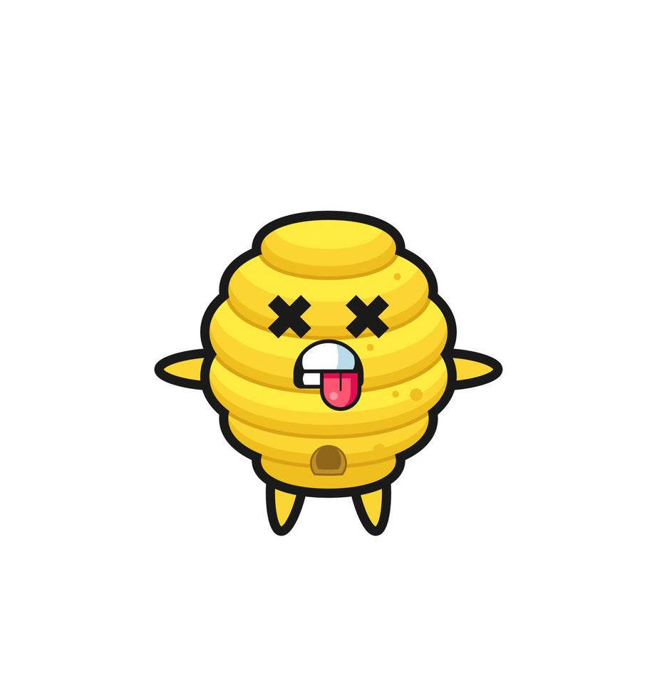 character of the cute bee hive with dead pose vector