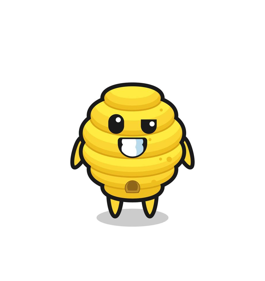 cute bee hive mascot with an optimistic face vector