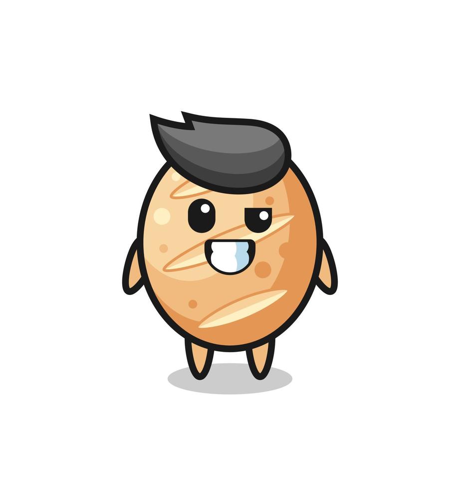 linda mascota de pan francés con una cara optimista vector