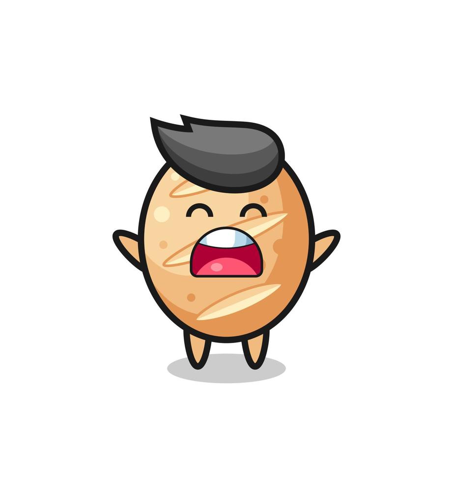 cute french bread mascot with a yawn expression vector