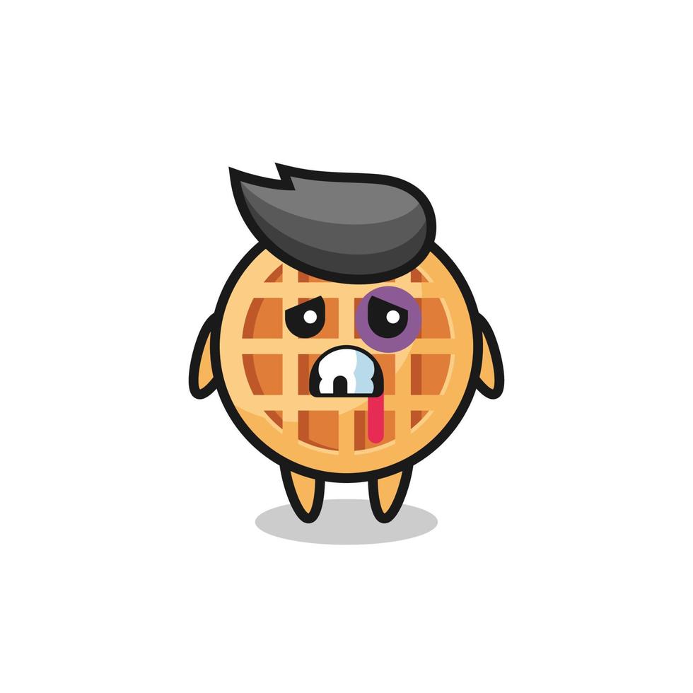 injured circle waffle character with a bruised face vector