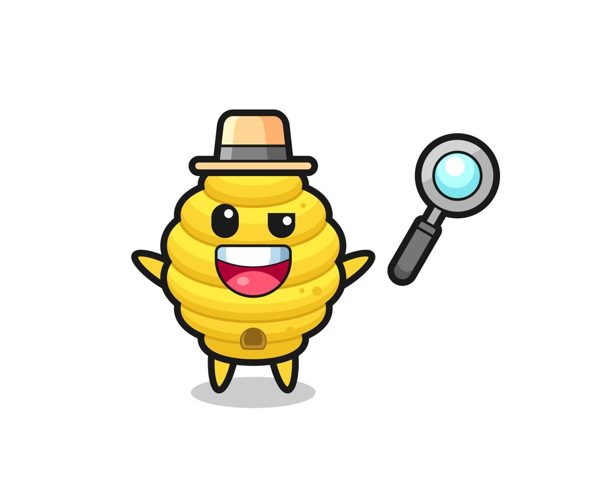 bee hive mascot as a detective who manages to solve a case vector
