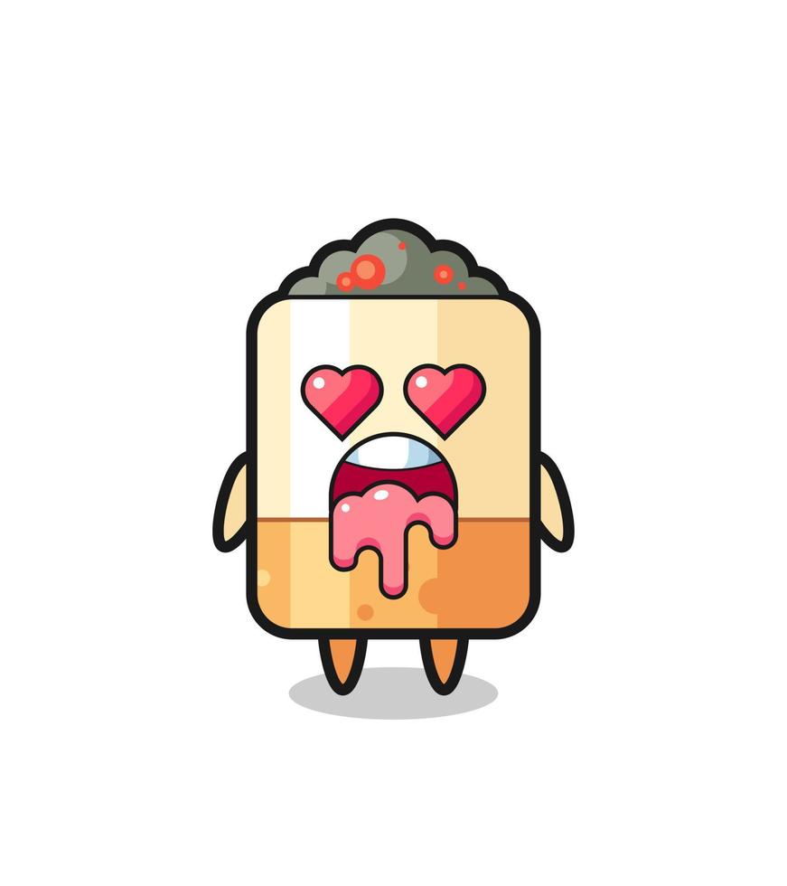 the falling in love expression of a cute cigarette vector