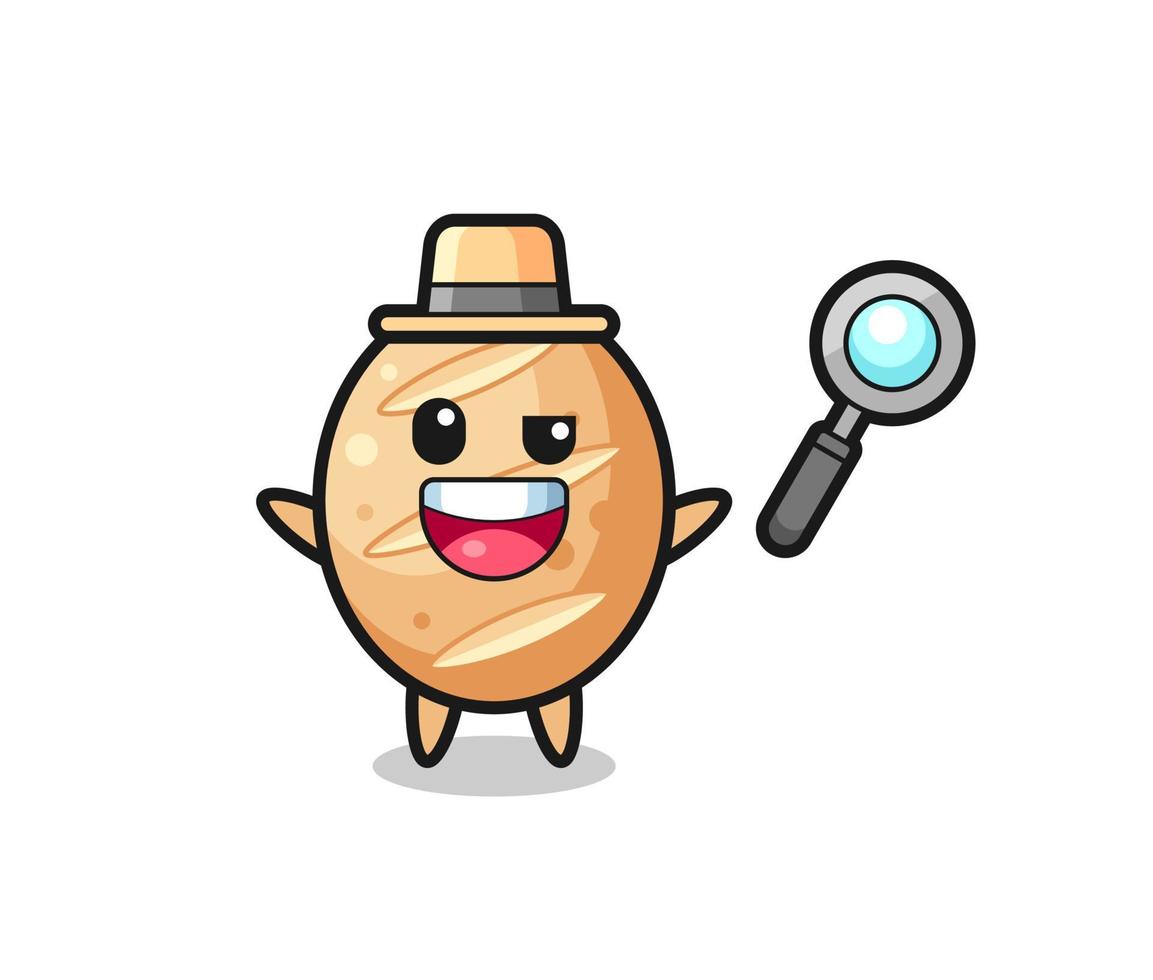 french bread mascot as a detective who manages to solve a case vector