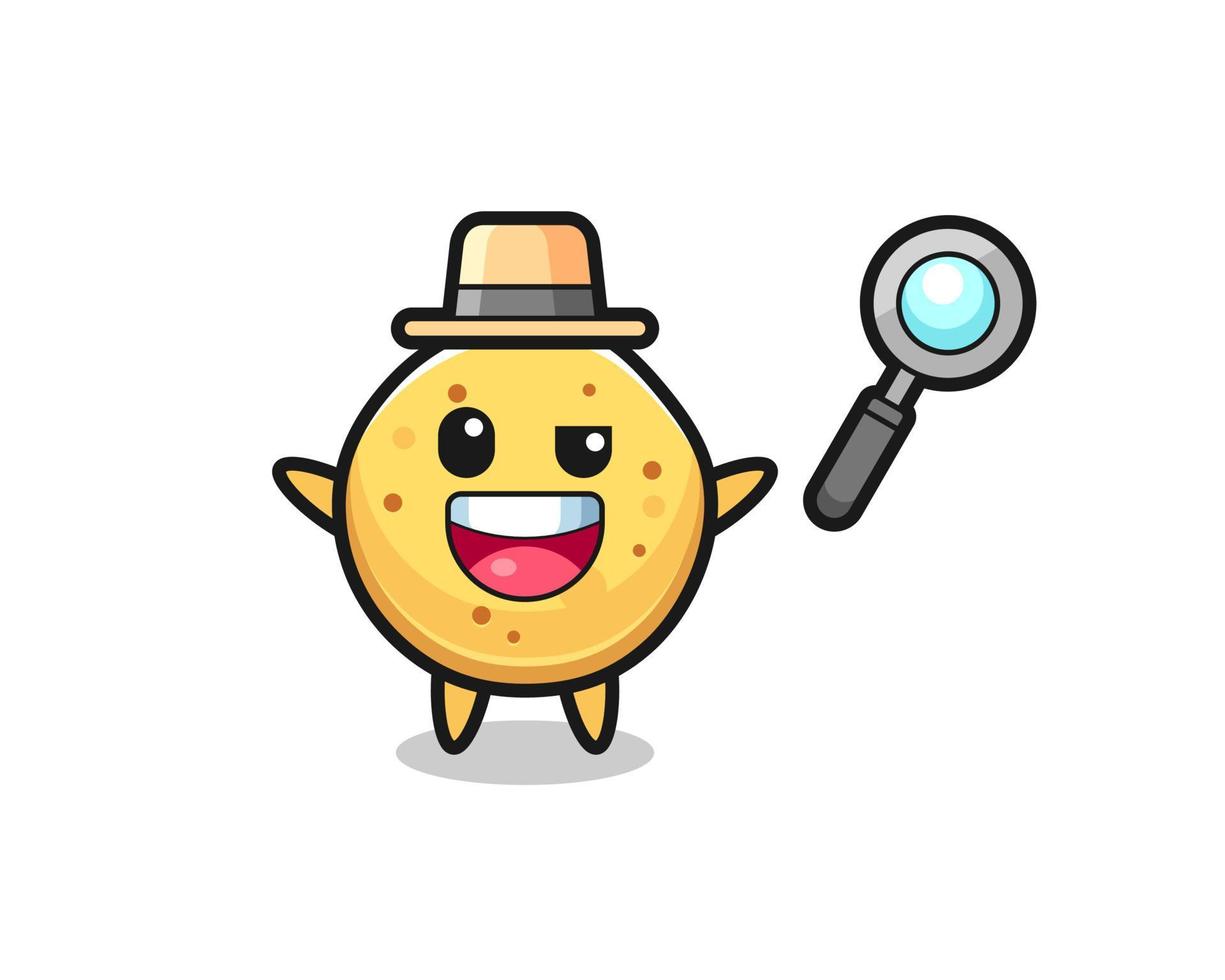 potato chip mascot as a detective who manages to solve a case vector