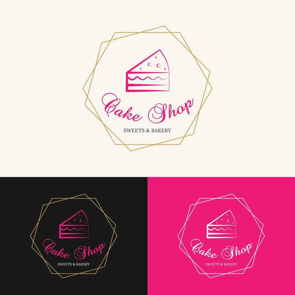 Beauty Cake Shop Badge Stamp Logo Design Template vector