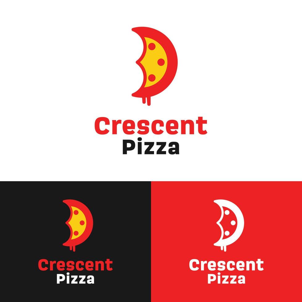 Crescent Pizza in Flat Style Logo Design Template vector