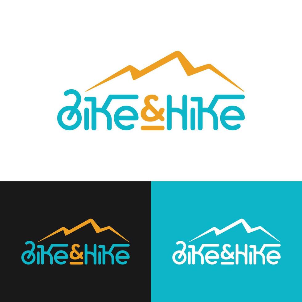 Bike and Hike Logo in a Wordmark Style Logo Design Template vector