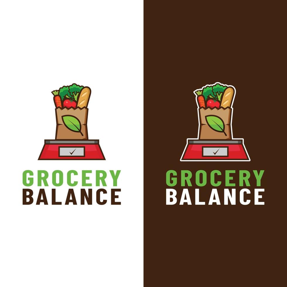 Grocery Paper Bag on the scale for Grocery Retail Logo Design Template vector