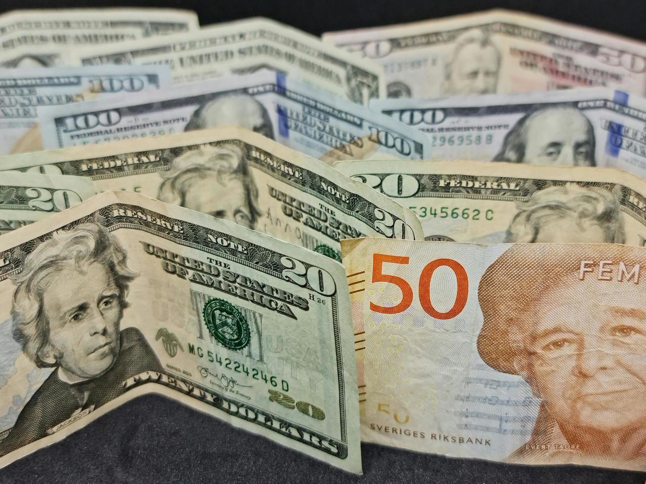 Value in the exchange rate between swedish and american money photo