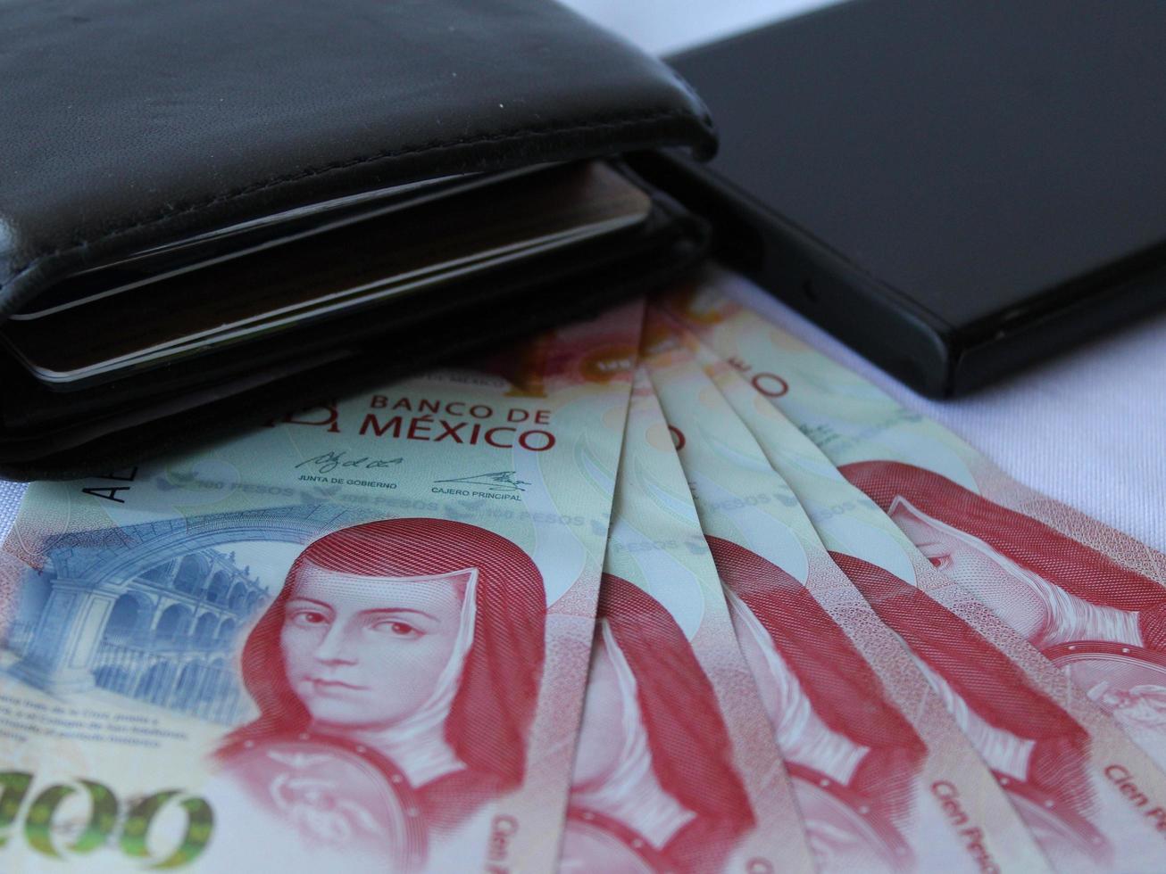 Economy and finance online with mexican money photo