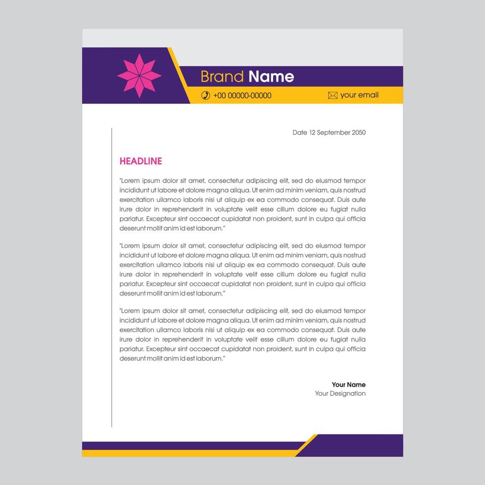 Elegant letterhead template design in minimalist style vector