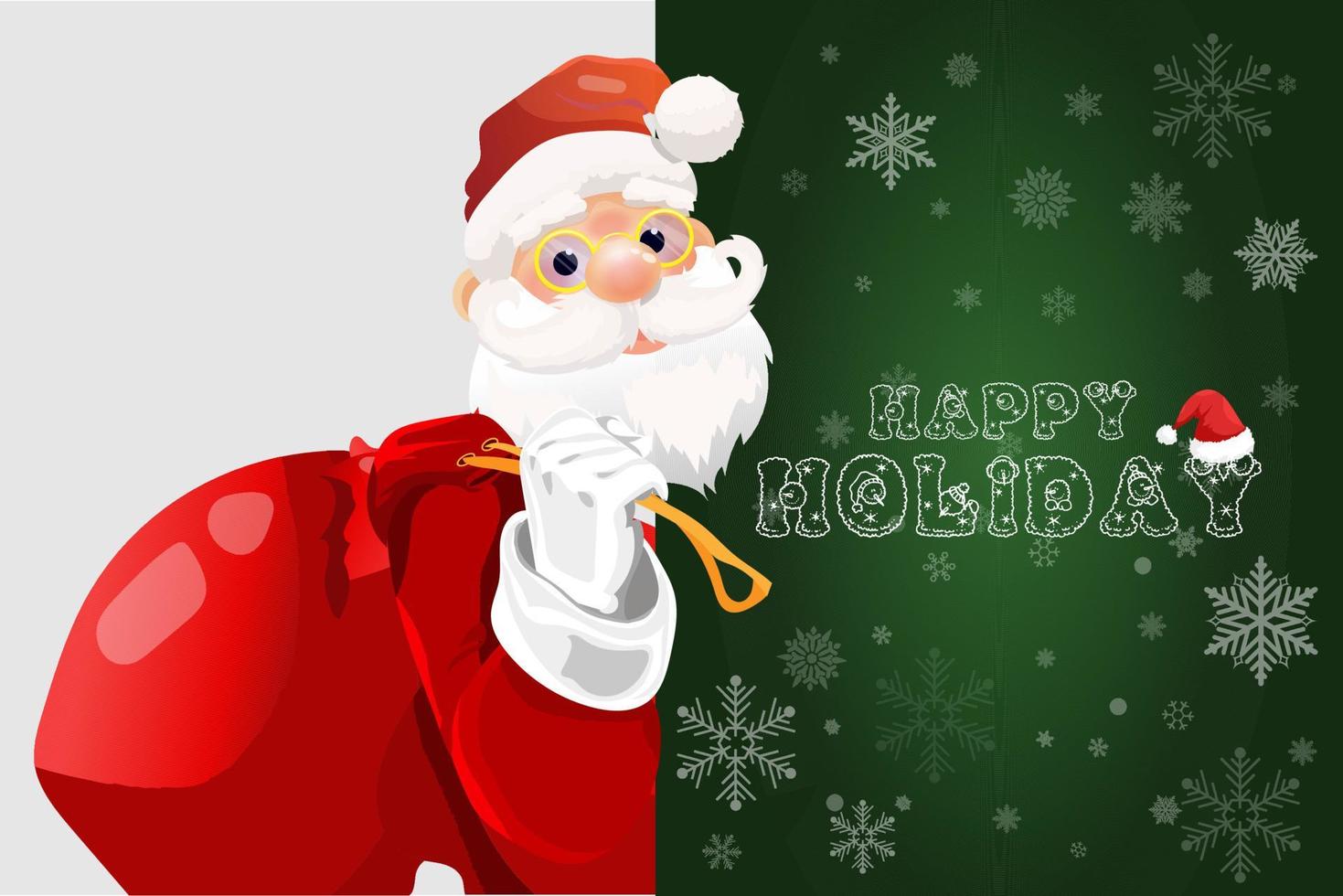 feliz navidad, tarjeta de felicitación, navidad, fondo verde, con, santa claus vector