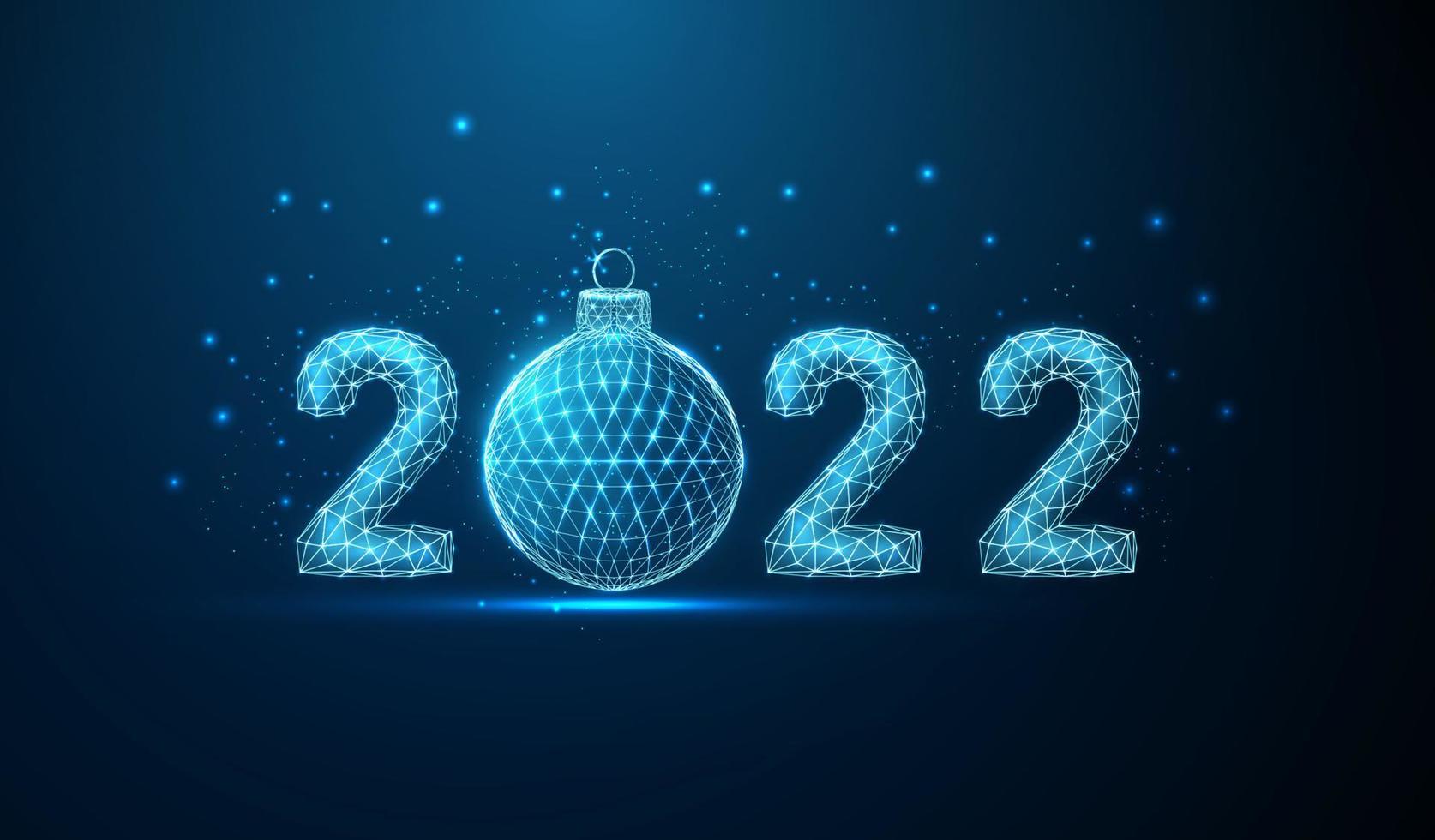 Abstract Happy 2022 New Year greeting card with Christmas ball. vector