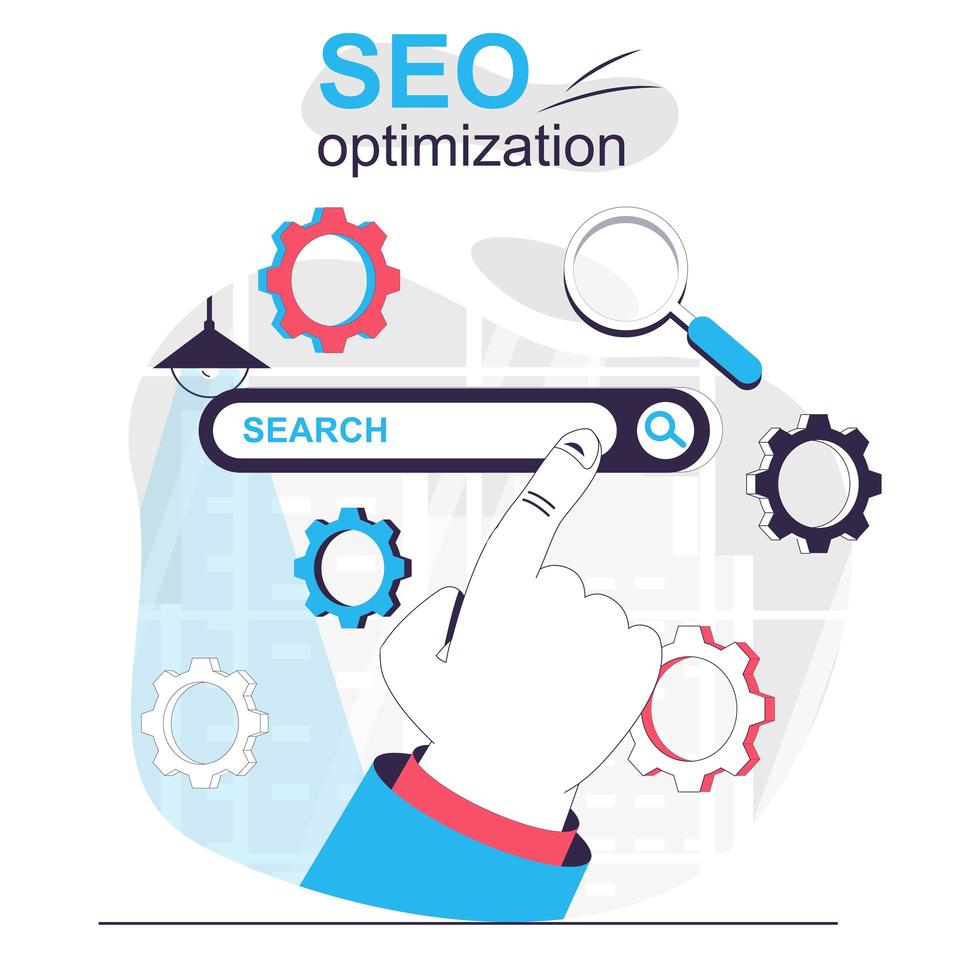 Optimización de SEO aislado concepto de dibujos animados. vector