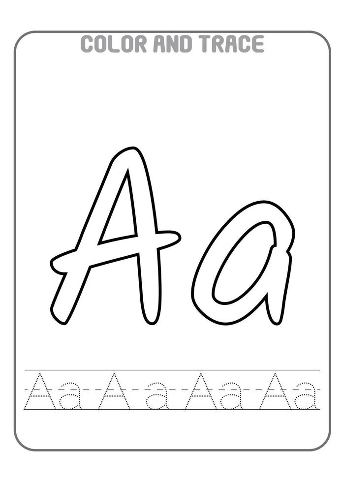 Alphabet Printable Preschool Letters Coloring and Tracing Activity Early Learning vector