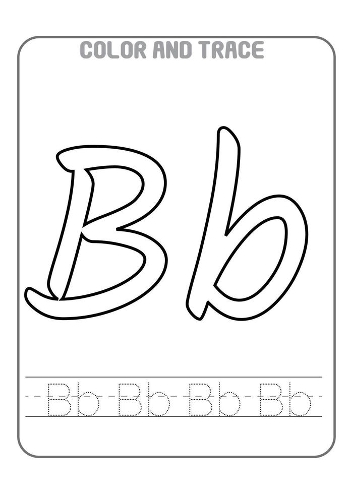 Alphabet Printable Preschool Letters Coloring and Tracing Activity Early Learning vector