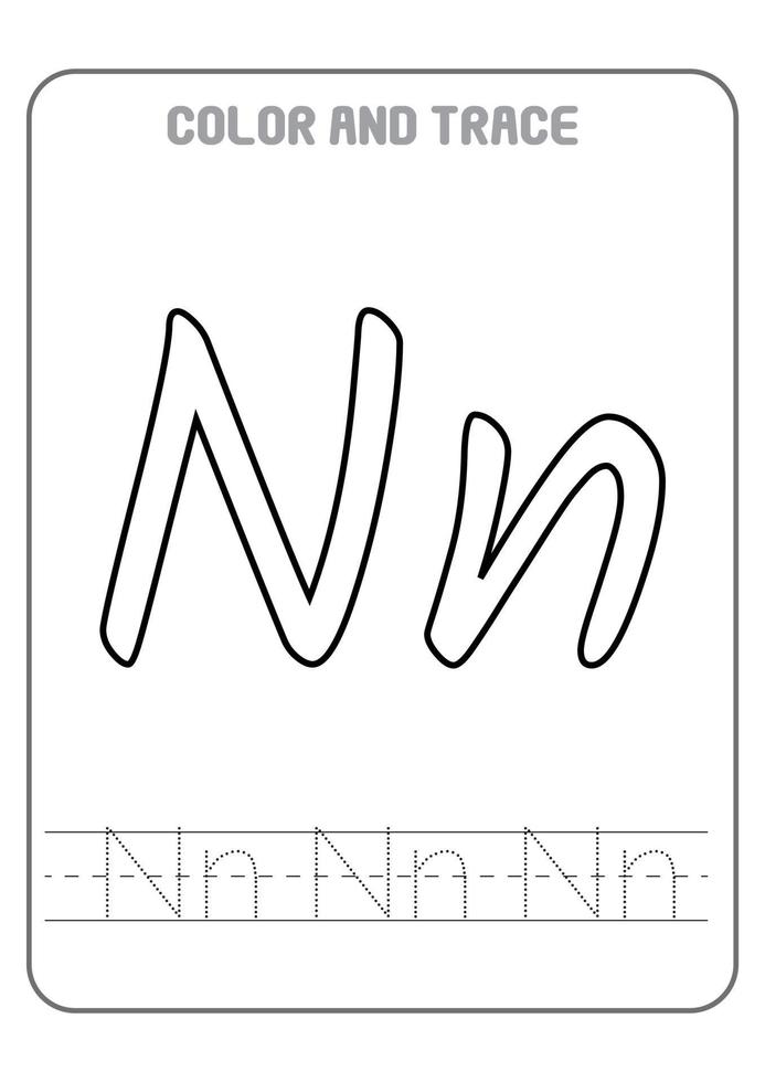 Alphabet Printable Preschool Letters Coloring and Tracing Activity Early Learning vector