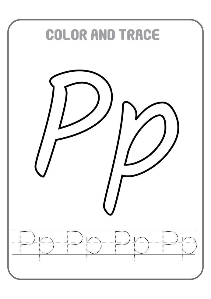 Alphabet Printable Preschool Letters Coloring and Tracing Activity Early Learning vector