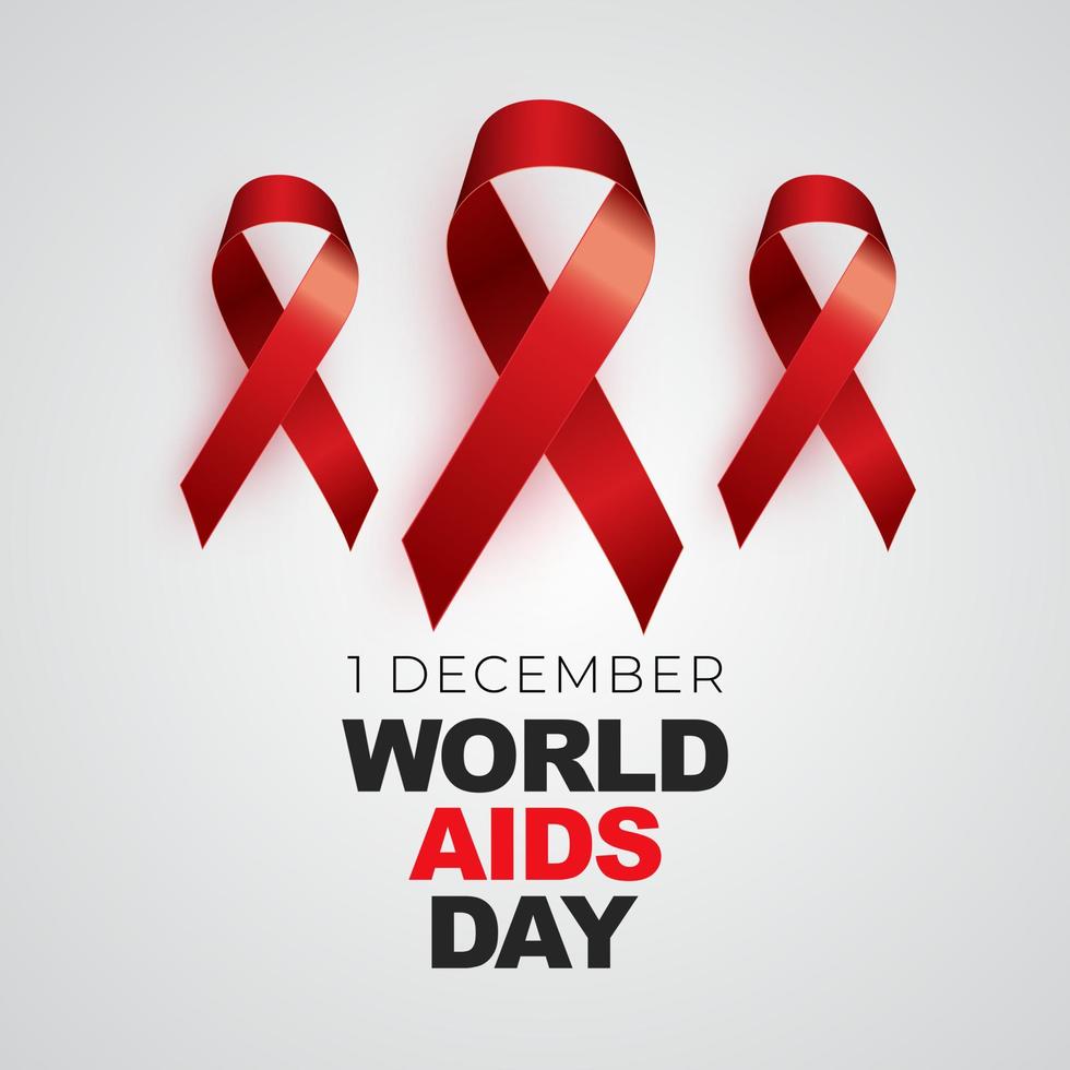 1 December World Aids Day Concept with Red Ribbon Sign vector