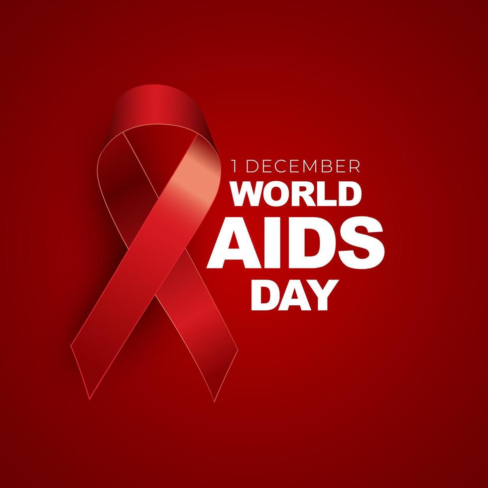 1 December World Aids Day Concept with Red Ribbon Sign vector