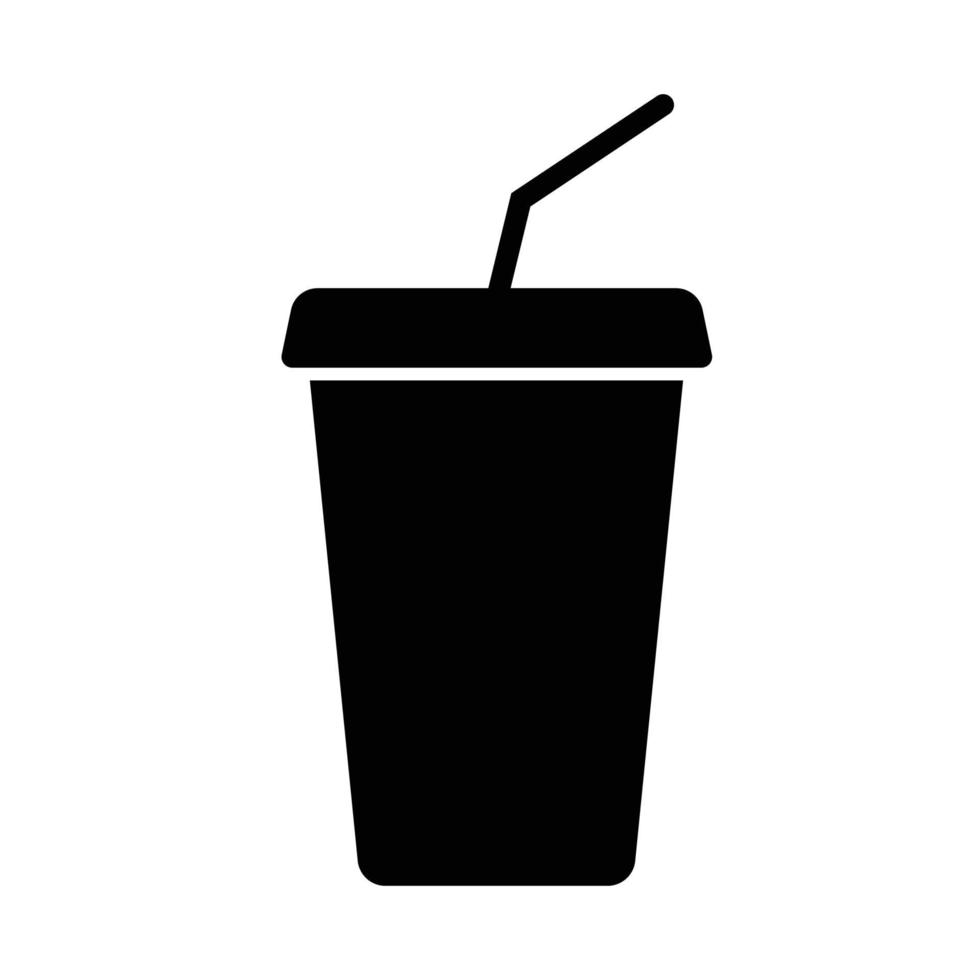 Vaso desechable con tapa y pajita. icono de comida simple en estilo de línea de moda aislado sobre fondo blanco para aplicaciones web y concepto móvil vector