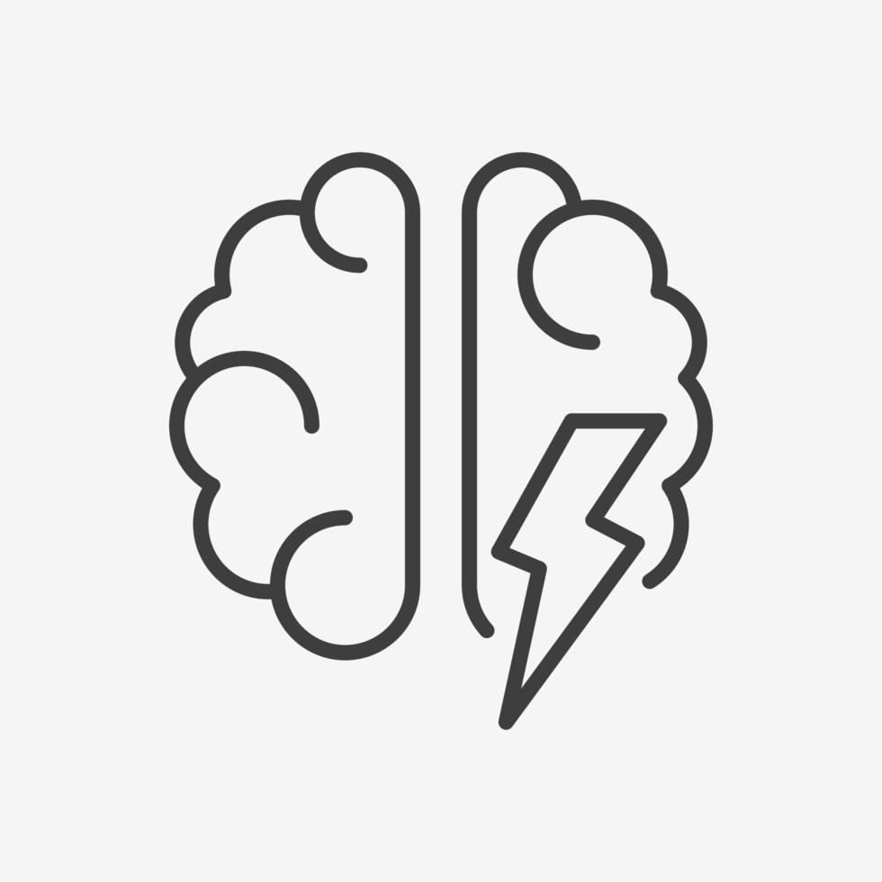 Brainstorm Line Icon.  Lightning in brain innovation logo. Vector Illustration