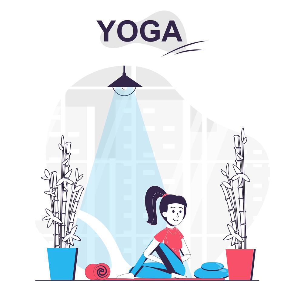 entrenamiento de yoga aislado concepto de dibujos animados. vector