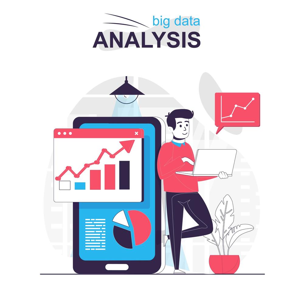 Big data analysis isolated cartoon concept. vector