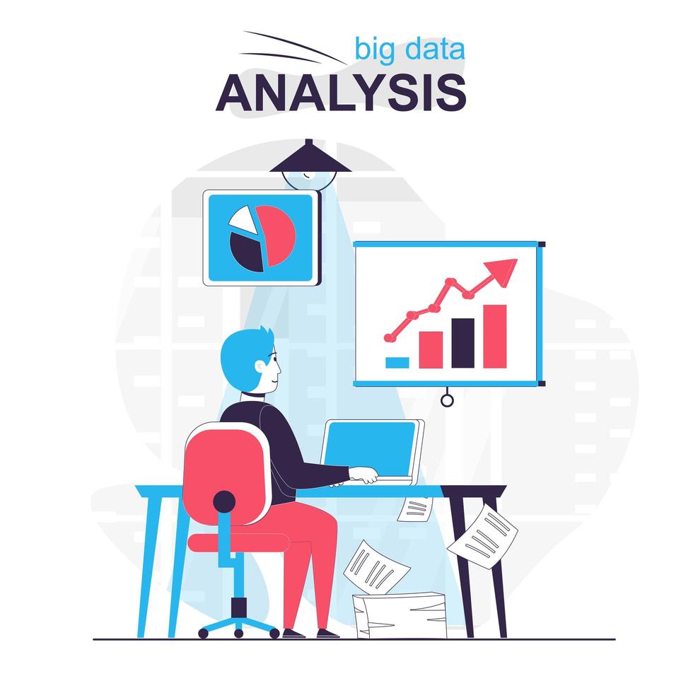 Big data analysis isolated cartoon concept. vector