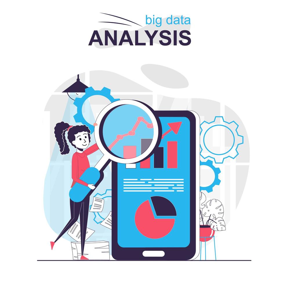 concepto de dibujos animados aislado de análisis de datos grandes. vector