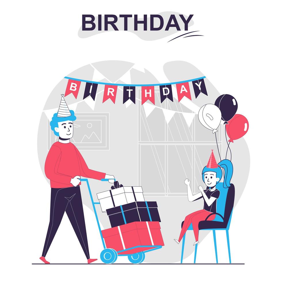 Birthday isolated cartoon concept. Father congratulates vector