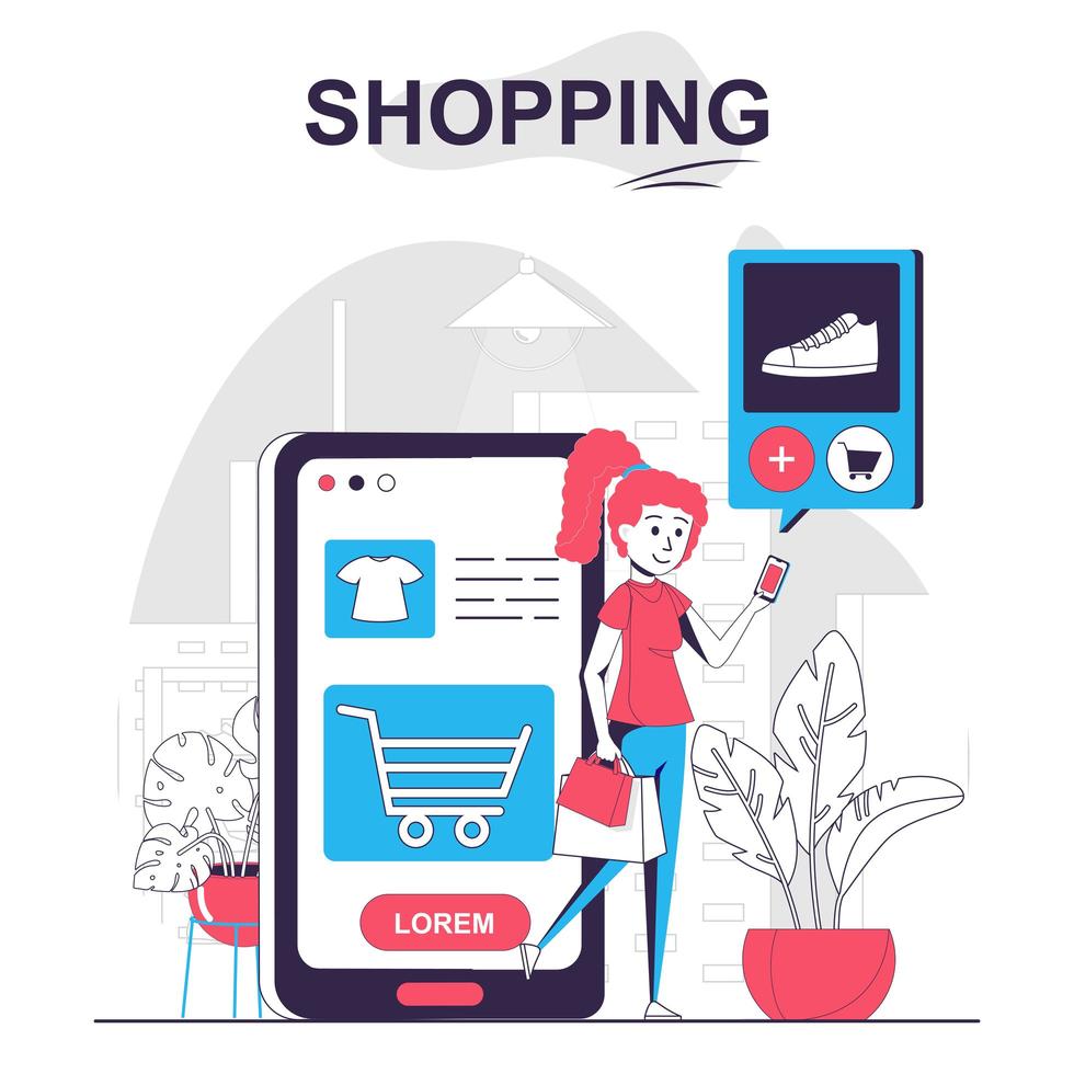 Shopping isolated cartoon concept. vector