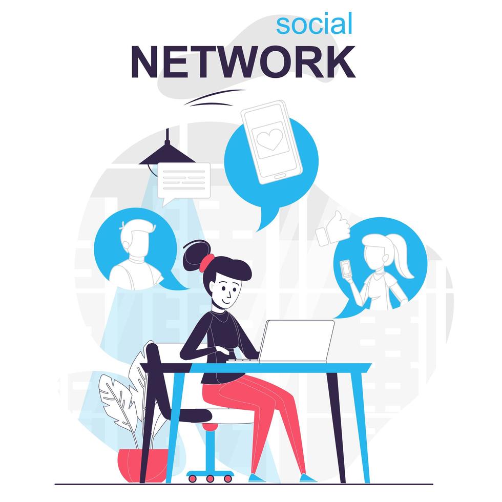 Social network isolated cartoon concept. vector