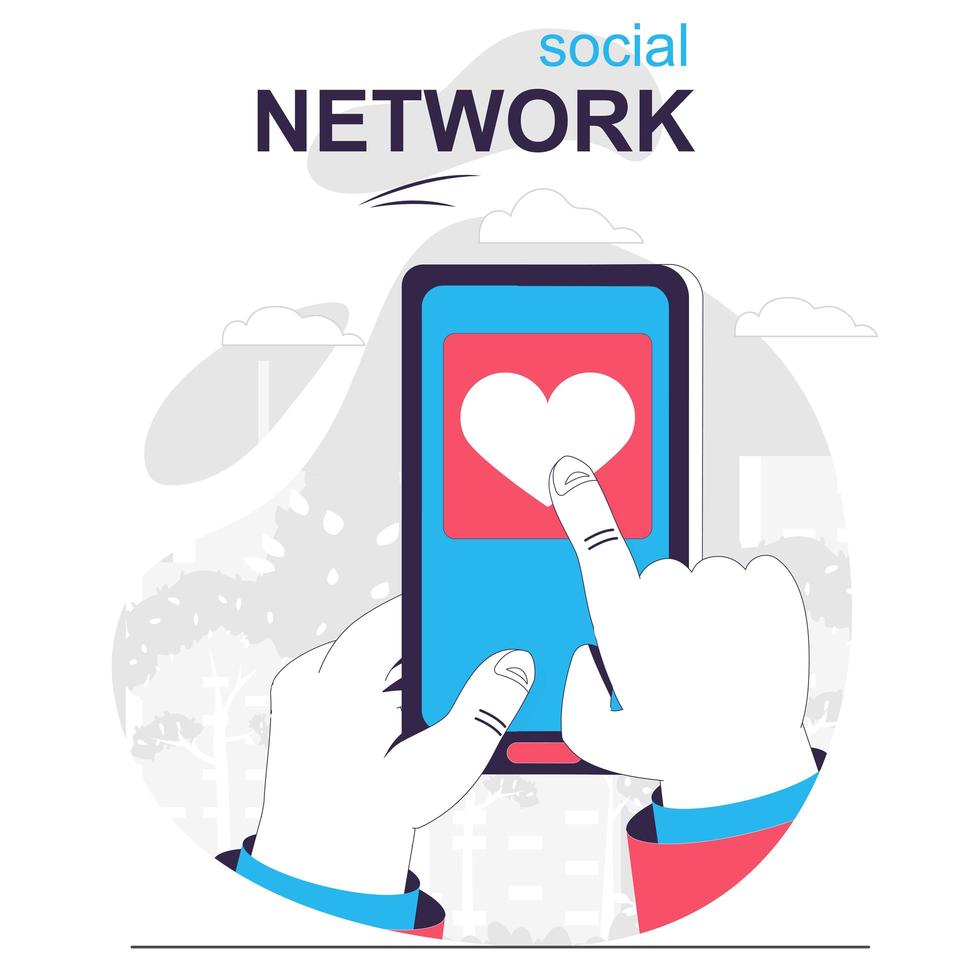 Social network isolated cartoon concept. vector