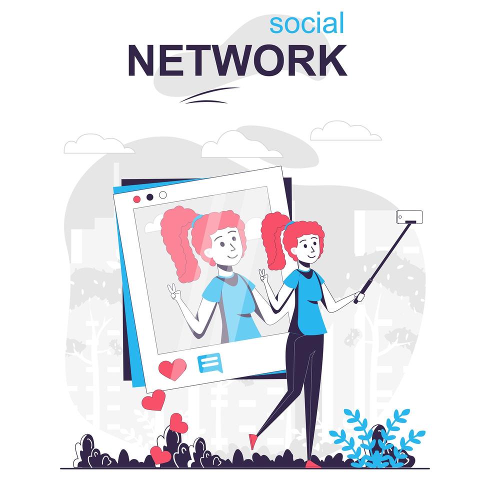 Social network isolated cartoon concept. vector