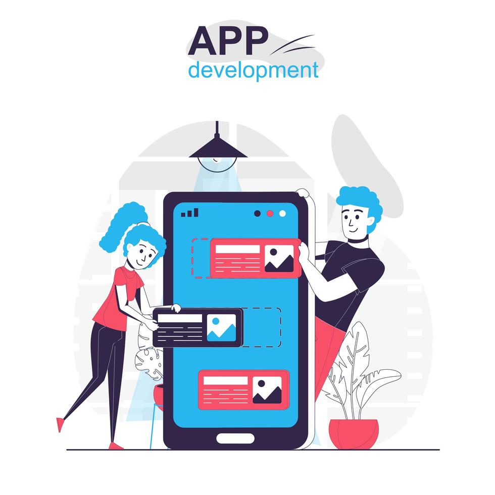 App development isolated cartoon concept. vector