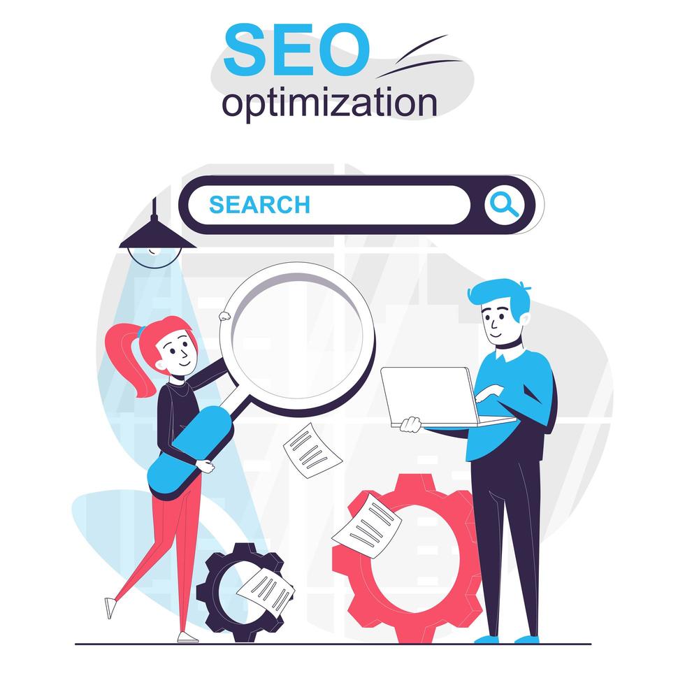 Optimización de SEO aislado concepto de dibujos animados. vector