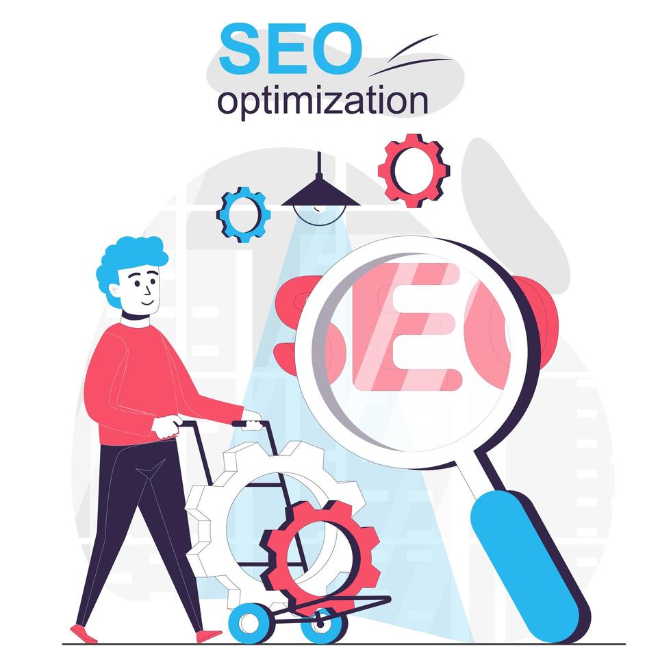 Optimización de SEO aislado concepto de dibujos animados. vector