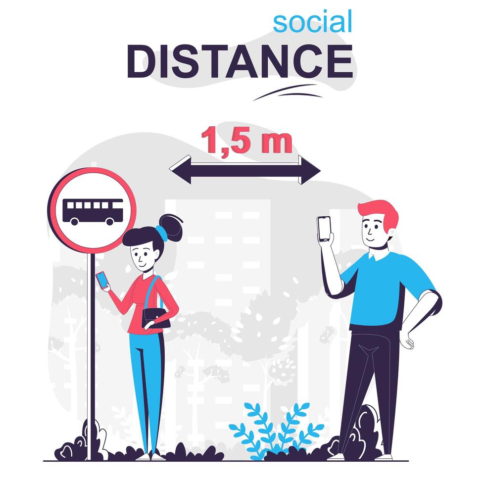 Social distance isolated cartoon concept. vector