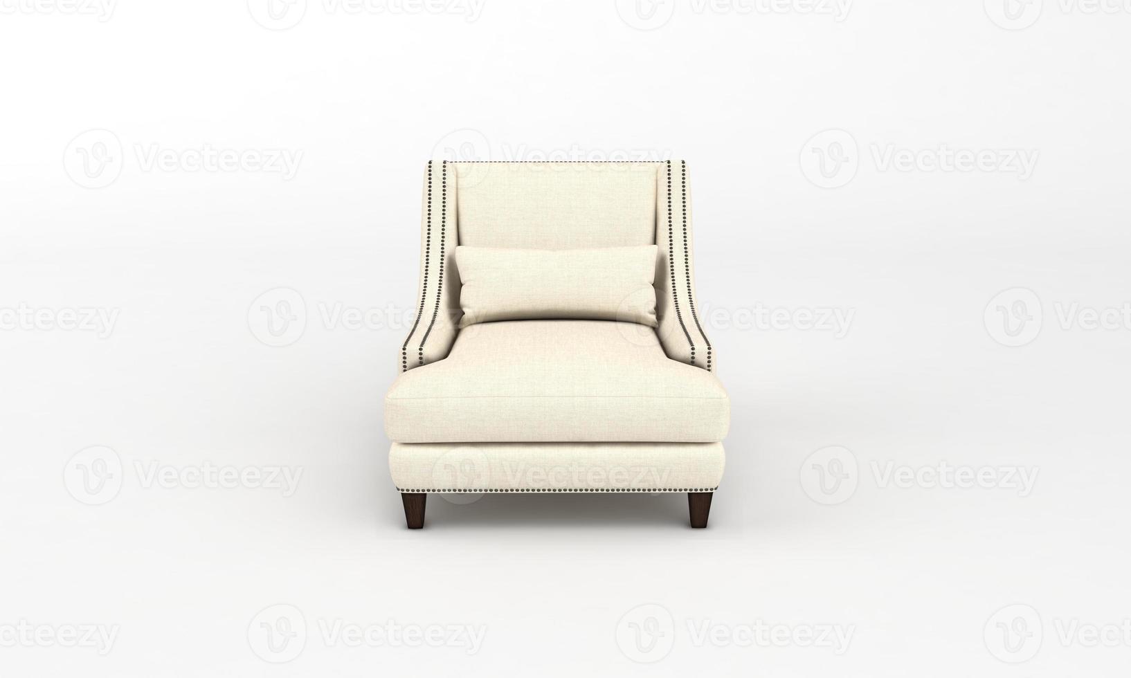 Sofá individual, silla, vista frontal, muebles, representación 3d foto