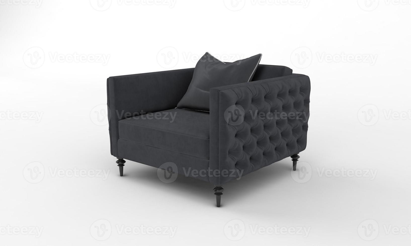 Sofá individual, silla, vista lateral, muebles, representación 3d foto