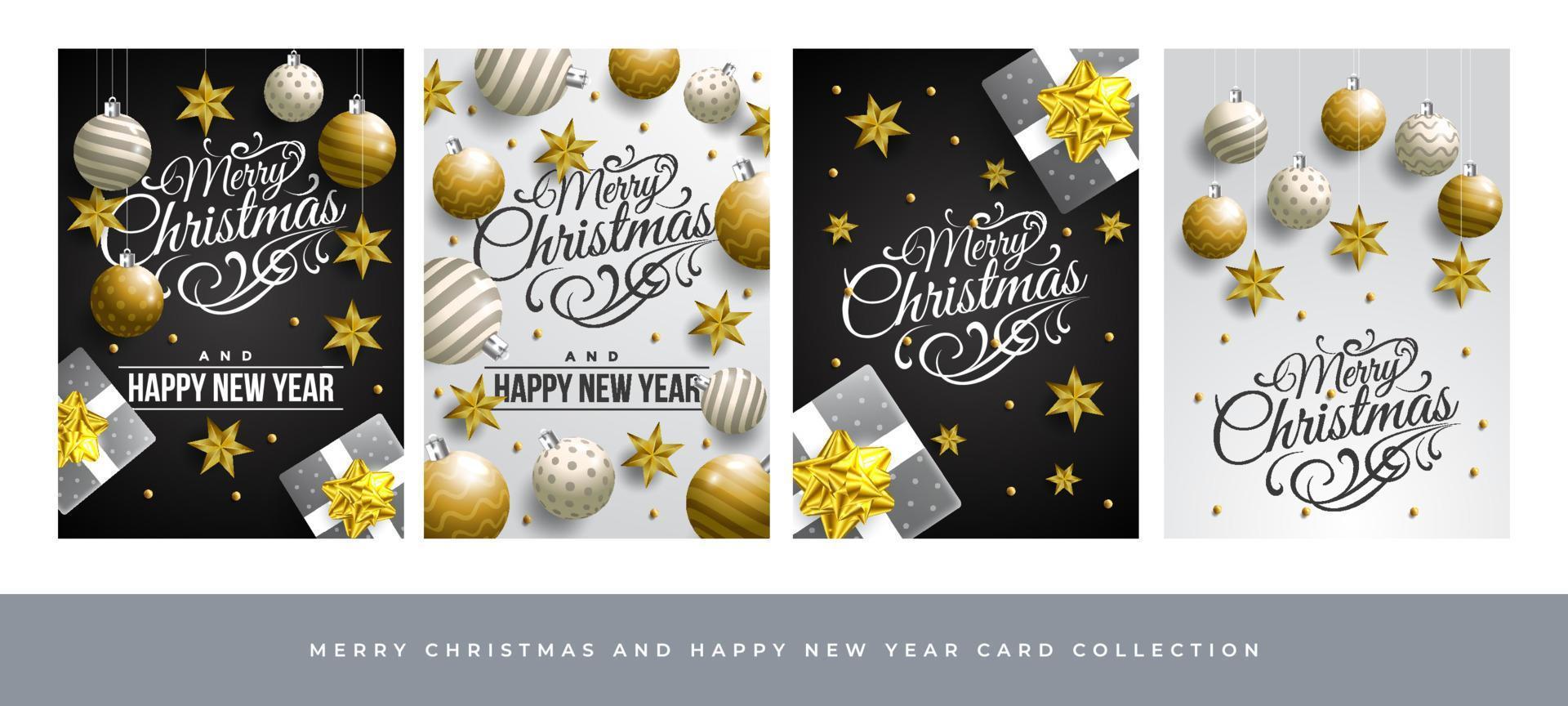 conjunto de tarjetas de felicitación de navidad vector