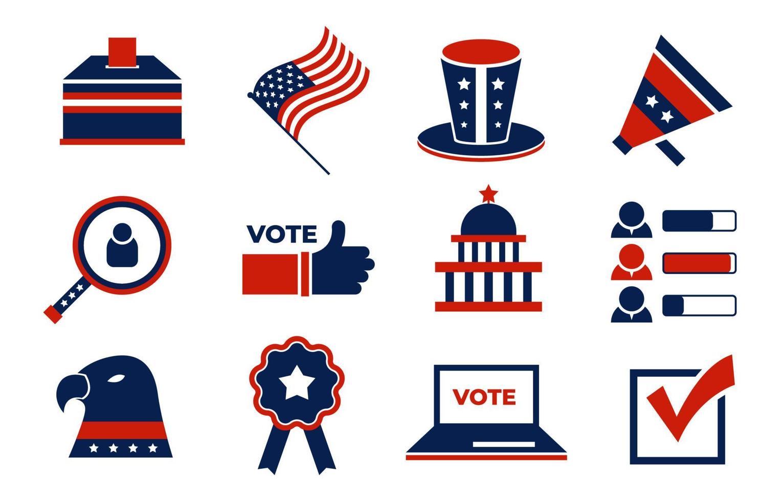 colección de iconos de elecciones generales de EE. UU. vector