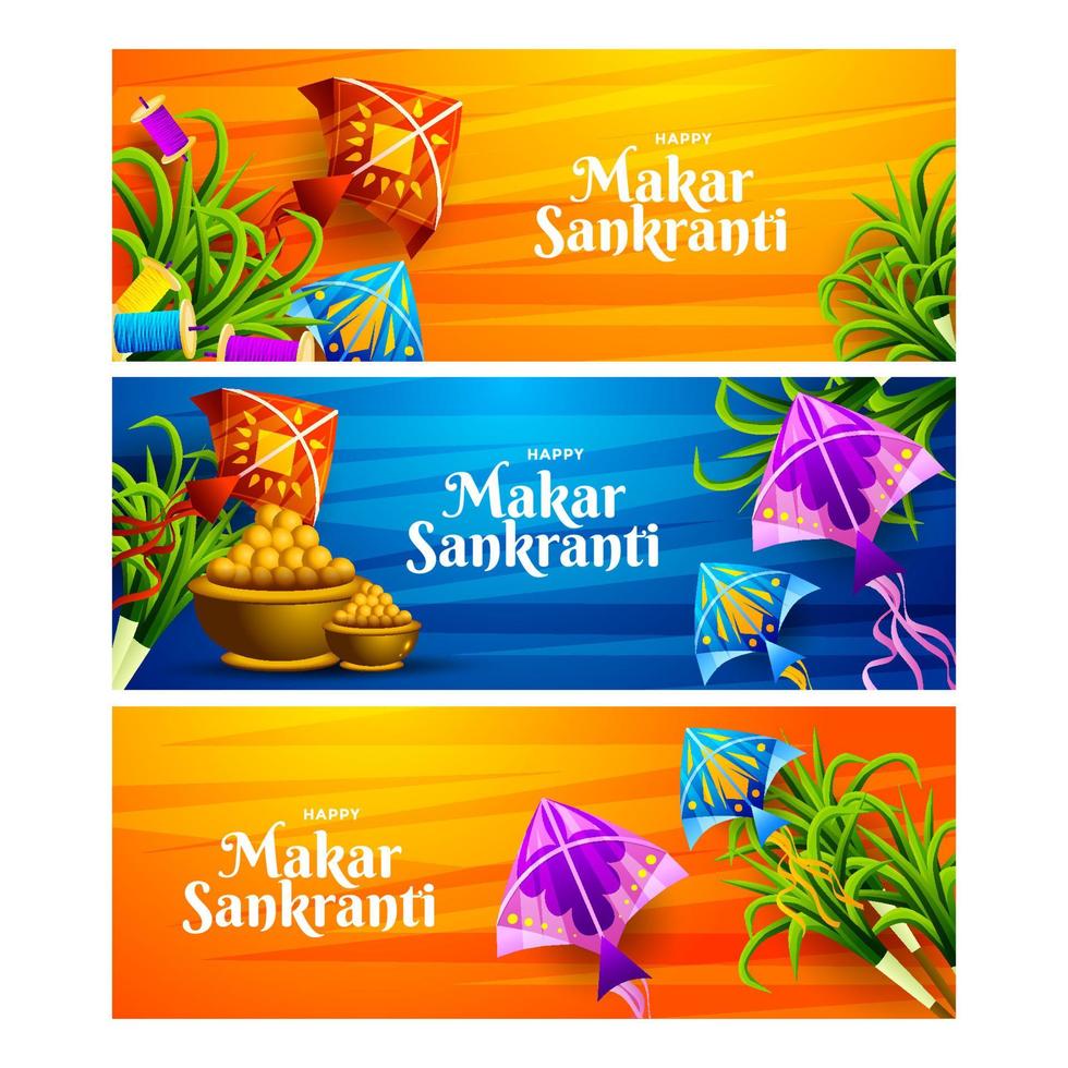 Makar Sankranti Banner Set vector